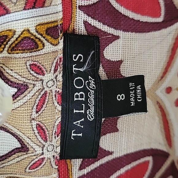 Talbots Womens Linen Silk Boho Medallion Tunic Blouse - Size 8 - Picture 6 of 7